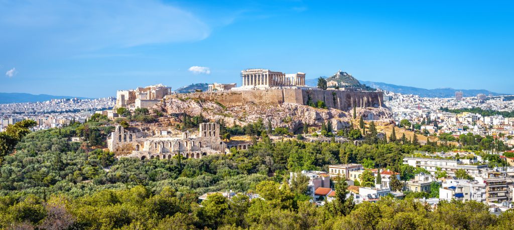 Panorama of Athens with Acropolis hill, Greece. Famous old Acropolis - Viking Travel