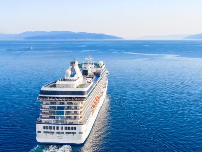 Cruise ship in dark blue ocean - Viking Travel