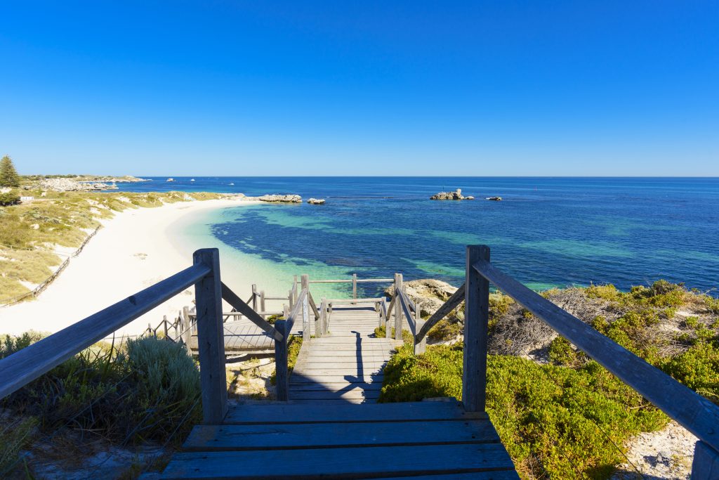 Bay on Rottnest Island near Perth. Dreamy white beach and rocks. Island in the Indian Ocean, Australia - Viking Travel