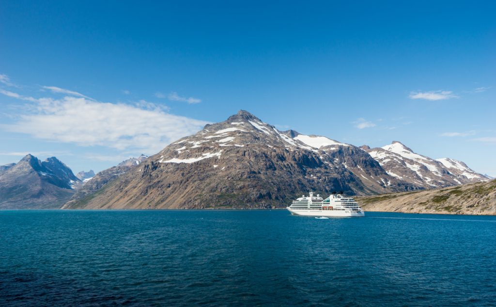 Cruise ship sailing through Greenland waters for north Atlantic cruise - Viking Travel