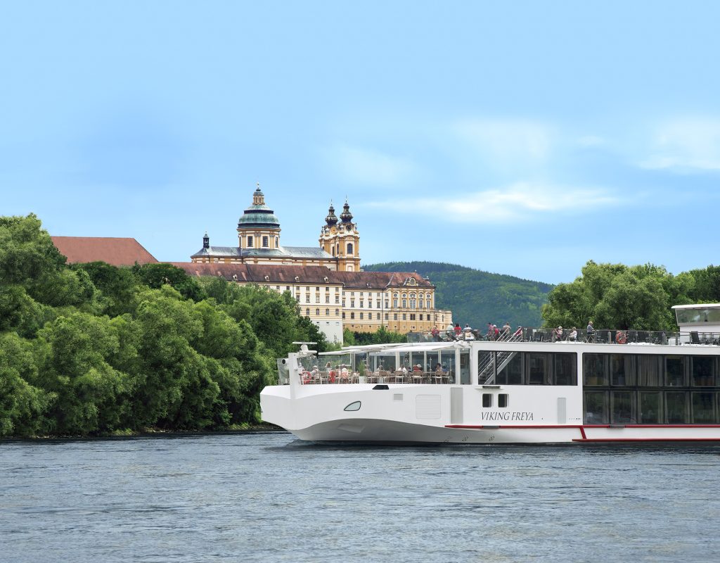 Viking Longship Freya near the town of Melk on the Danube - Viking Travel