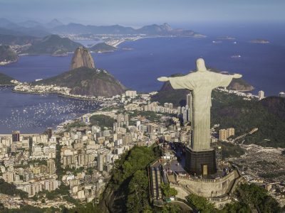 Aerial view of Christ and Botafogo Bay from high angle - Viking Travel
