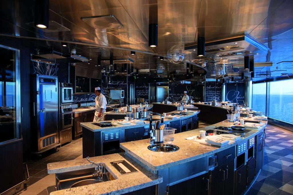 SPL Culinary Arts Kitchen on regent cruise - Viking Travel