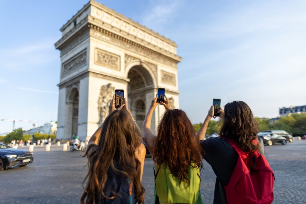 A family of three exploring Paris